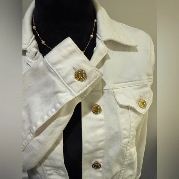 MICHAEL KORS point collar stretch white denim jacket - Picture 4 of 9